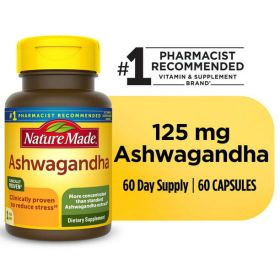 Nature Made Ashwagandha Capsules for Stress Support;  125 mg;  60 Count