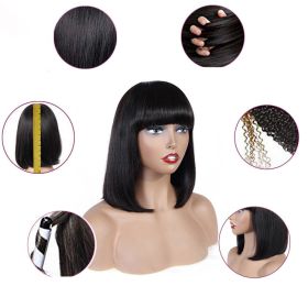 Human Hair Bob Wig Headgear Woven Top Heart Is Natural And Realistic (Option: 21120410inches)